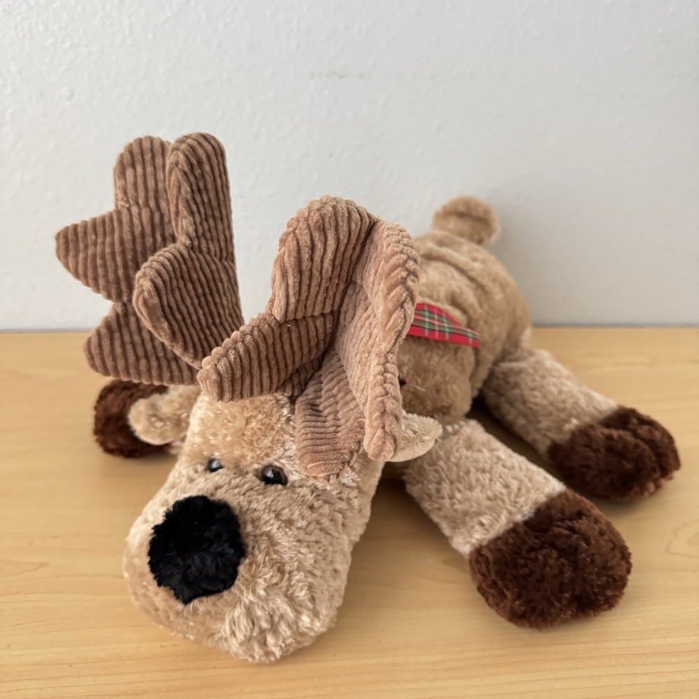 Vtg Y2k Animal Adventure Moose Reindeer Brown Plush Stuffed Toy Xmas 2003
